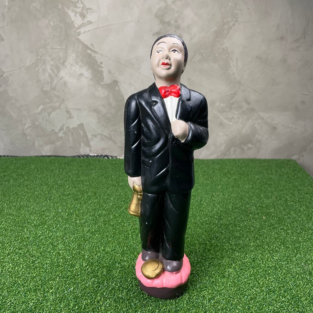 Vintage Hand Painted Ceramic Black Tuxedo Statue Figurine